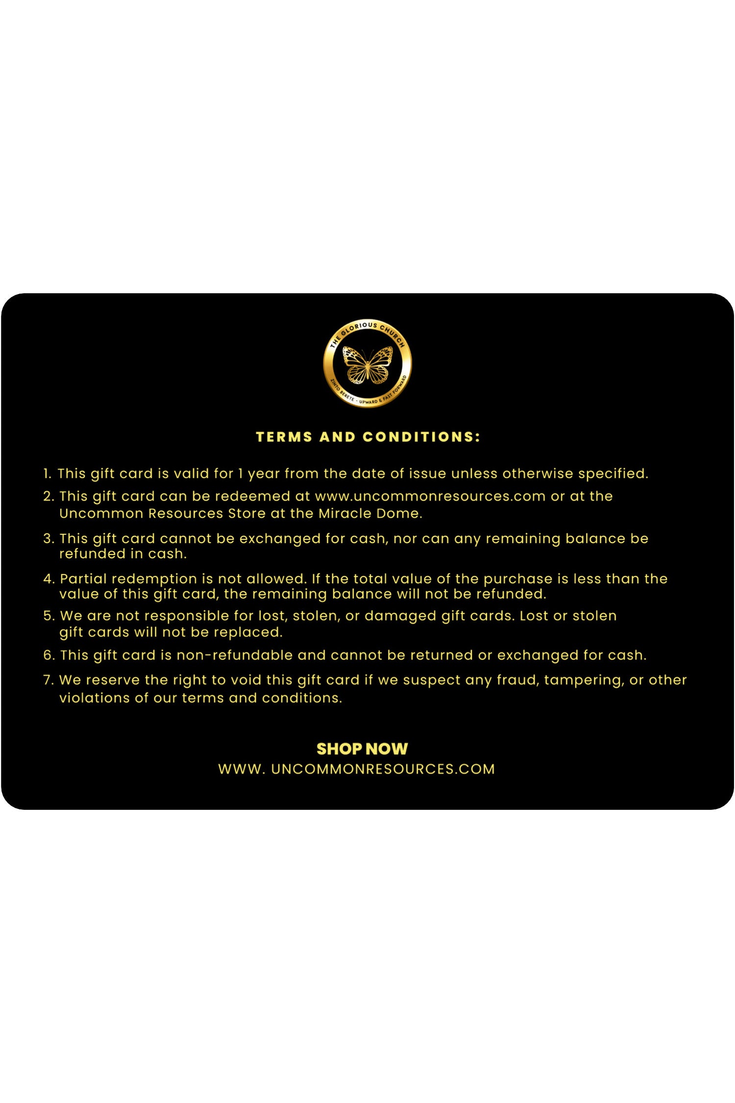 Uncommon Resources E-voucher