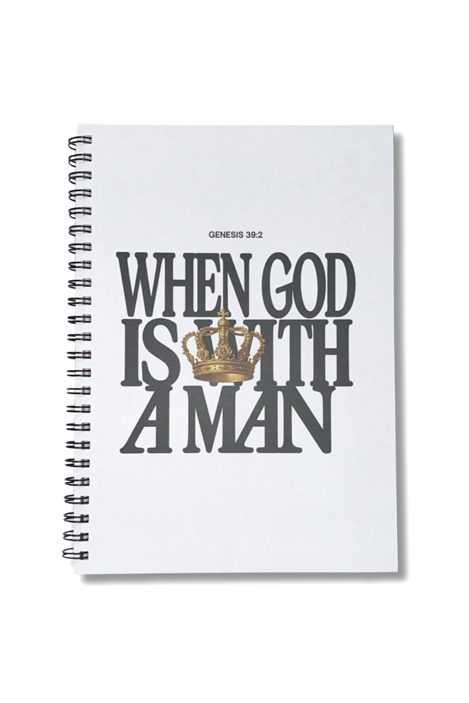 When God Is With a Man – Genesis 39:2 Soft Cover Notebook (White)