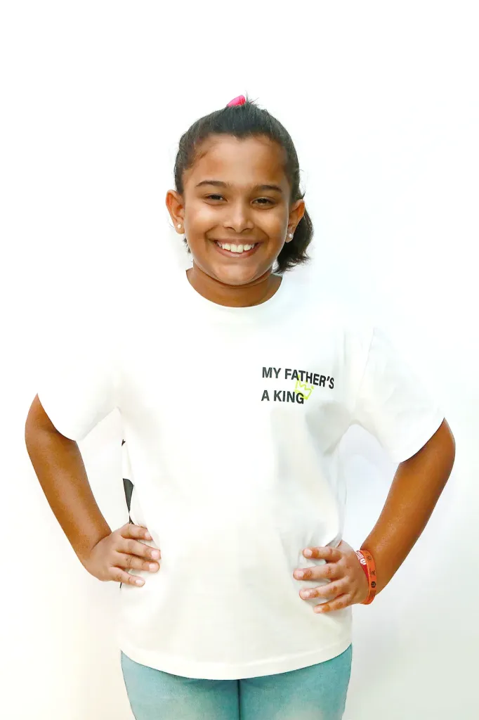 My Father's a King - White Kids Tshirt - Unisex (Green Letters)
