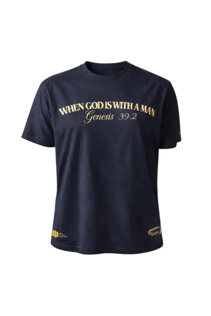 When God Is With a Man – Genesis 39:2 - Black Tshirt - Unisex - "Regular Fit" (X-Small)