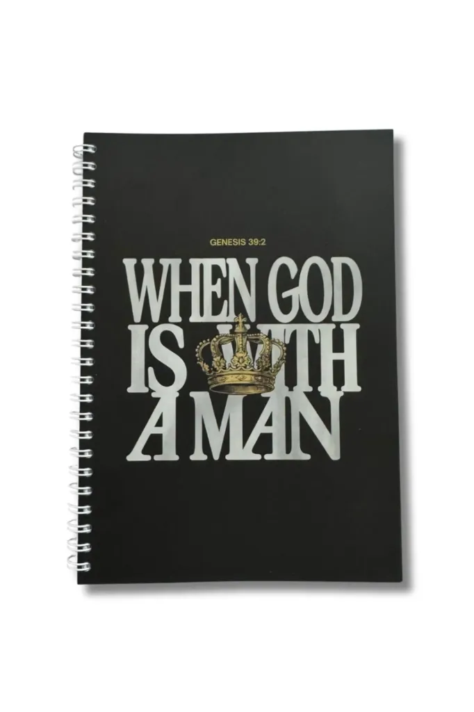 When God Is With a Man – Genesis 39:2 Soft Cover Notebook (Black)