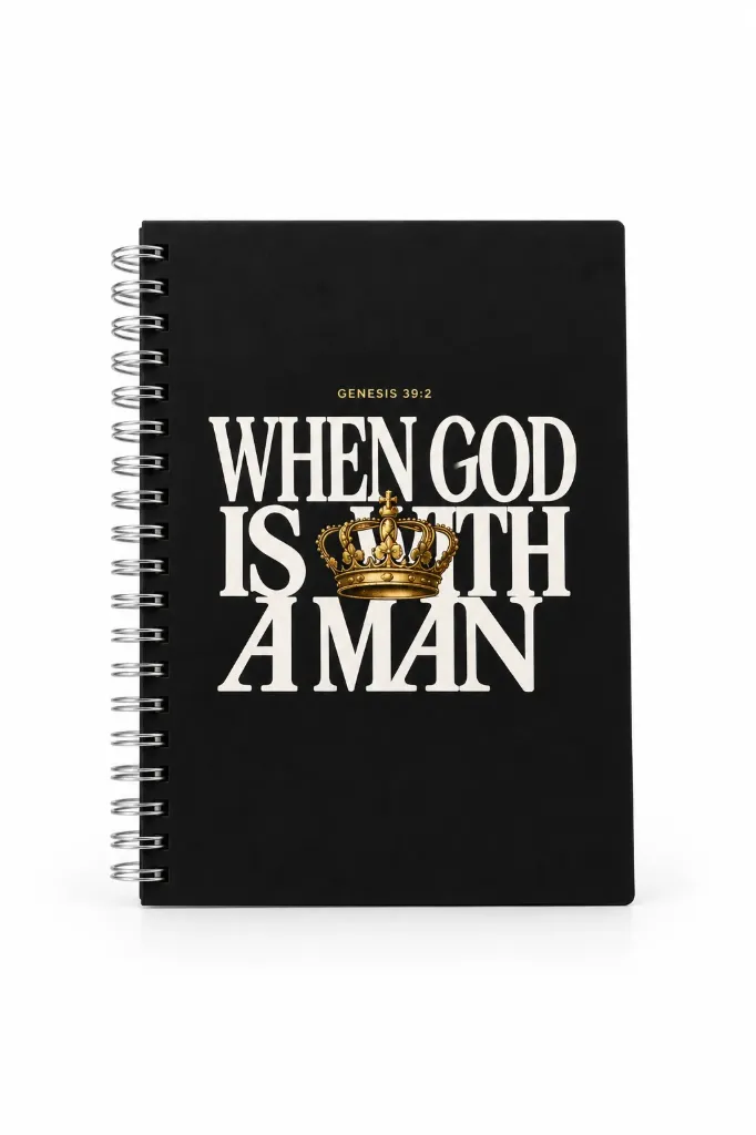 When God Is With a Man – Genesis 39:2 Soft Cover Notebook (Black)