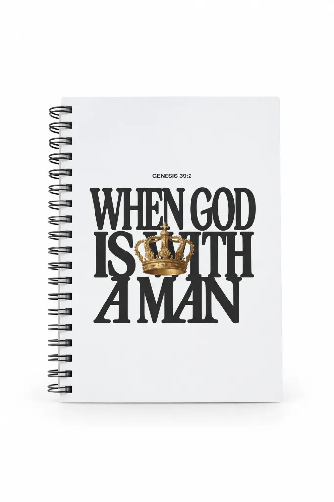 When God Is With a Man – Genesis 39:2 Soft Cover Notebook (White)