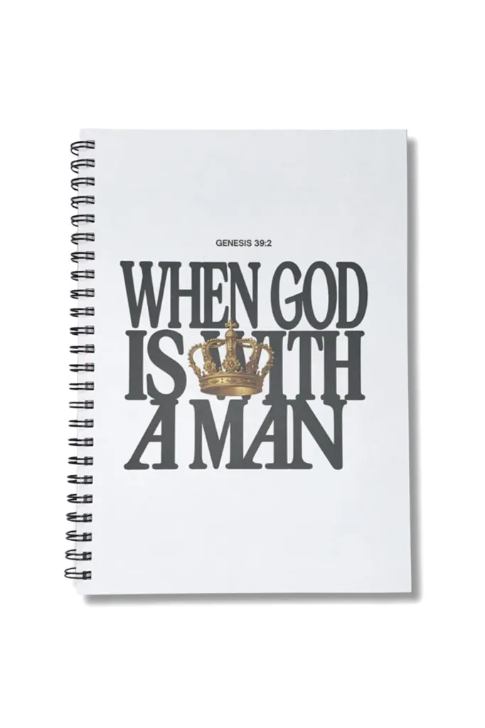 When God Is With a Man – Genesis 39:2 Hard Cover Notebook (White)