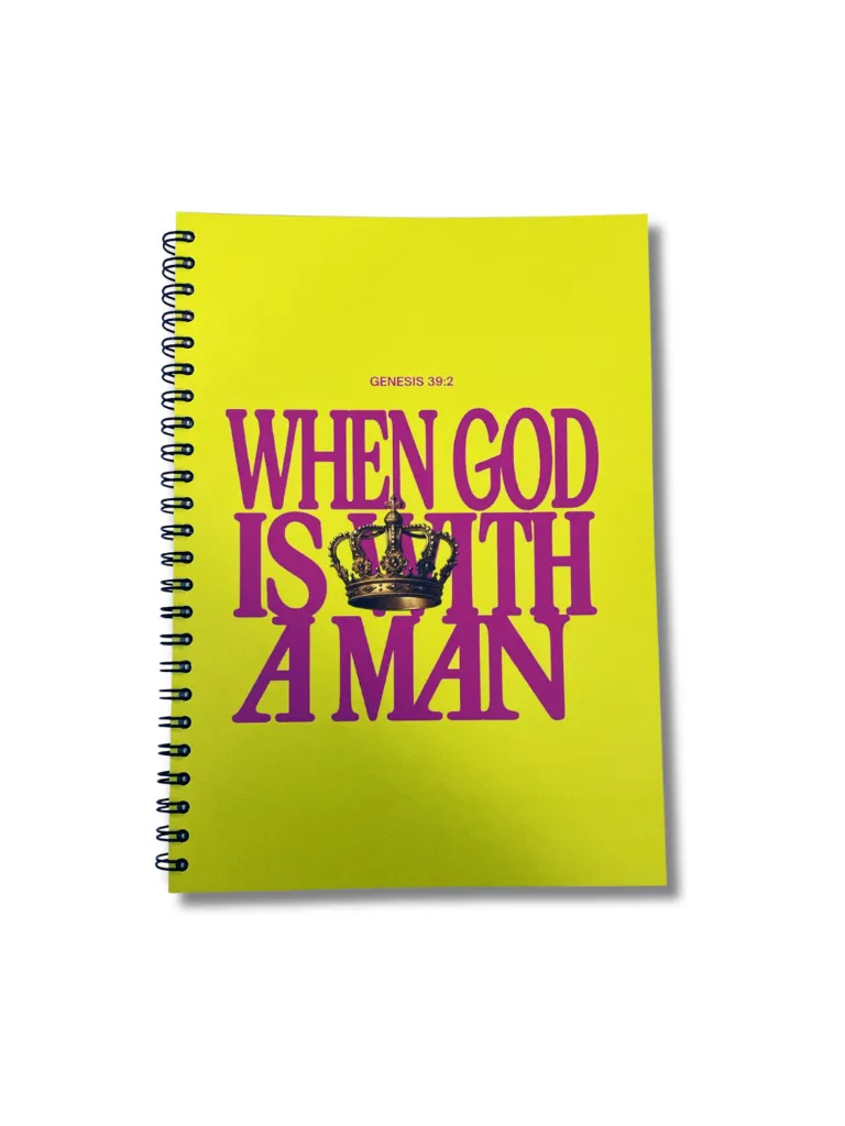 When God Is With a Man – Genesis 39:2 Hard  Cover Notebook (Yellow)