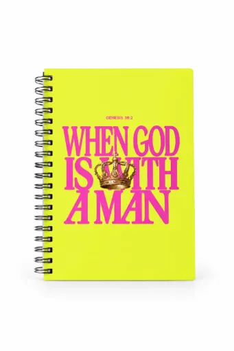 When God Is With a Man – Genesis 39:2 Hard  Cover Notebook (Yellow)